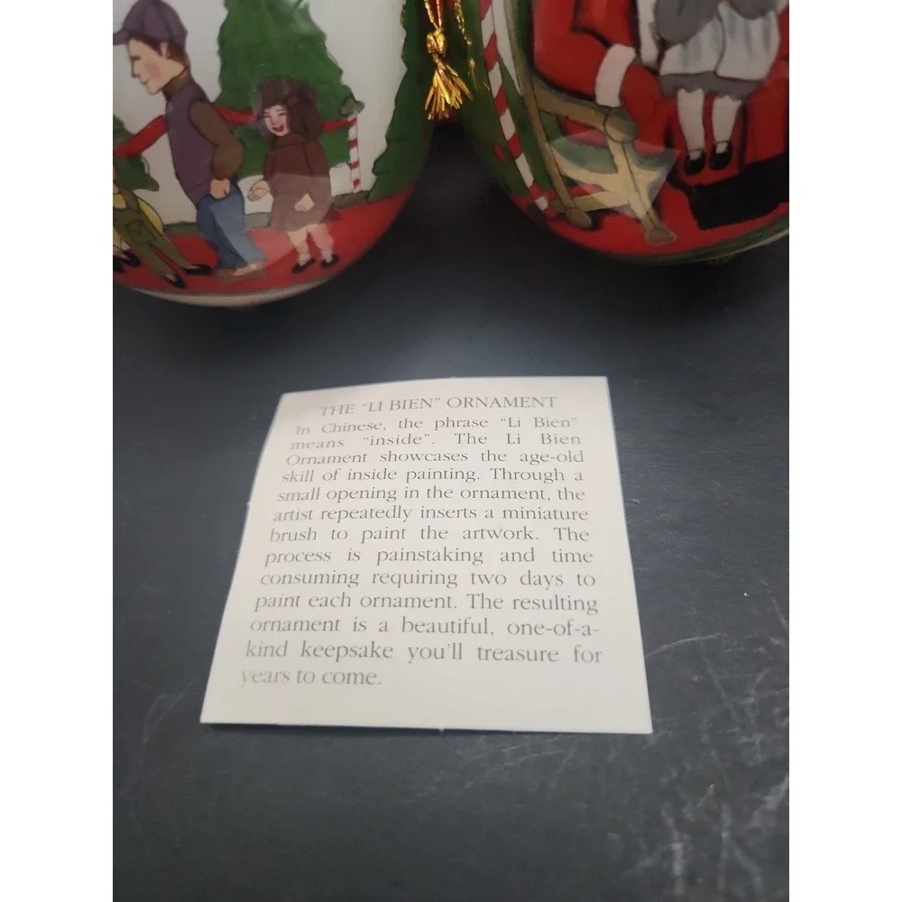 Vintage 1998 Pier 1 Li Bien Santas Lap Christmas Ornament Set Boxed w Note Card